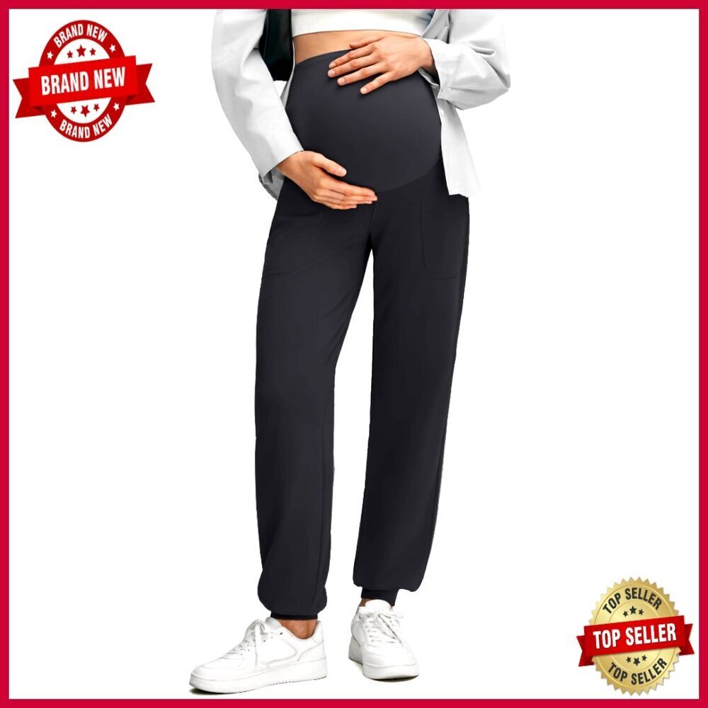 Maternity Joggers with Pockets, Stretchy Workout Lounge Pants